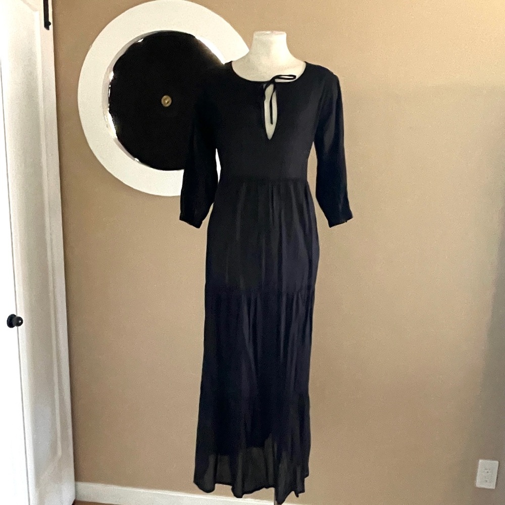 Natural Life Striped Tiered Dress | Medium | Sheer Witchy Fall Dress— Goth